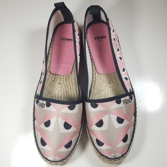 FENDI JUNIA PRINTED JACQUARD ESPADRILLES SHOES - Picture 3 of 9